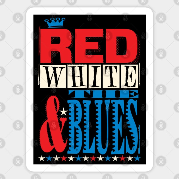 Red, White & the Blues Retro Poster Magnet by wickedpretty